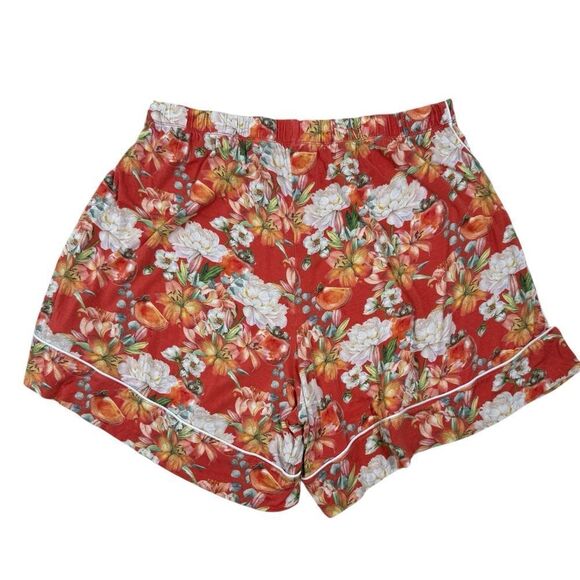 Posh Peanut Women’s Orange Floral Short Sleeve 2 Piece Bamboo Pajama Set - Picture 4 of 8